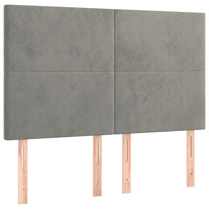 Bedframe Met Hoofdeinde Fluweel Lichtgrijs 140 x 200 cm Effen ontwerp