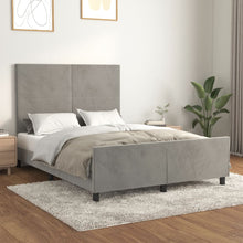 Bedframe Met Hoofdeinde Fluweel Lichtgrijs 140 x 200 cm Effen ontwerp