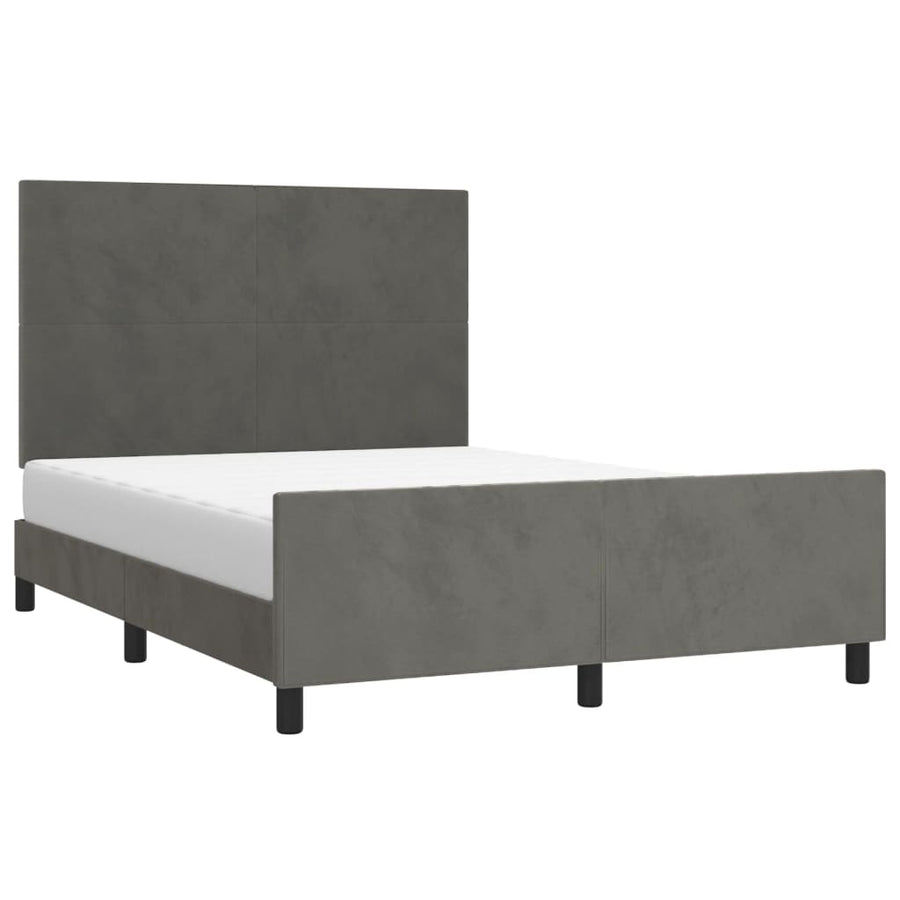 Bedframe Met Hoofdeinde Fluweel Donkergrijs 140 x 200 cm Effen ontwerp