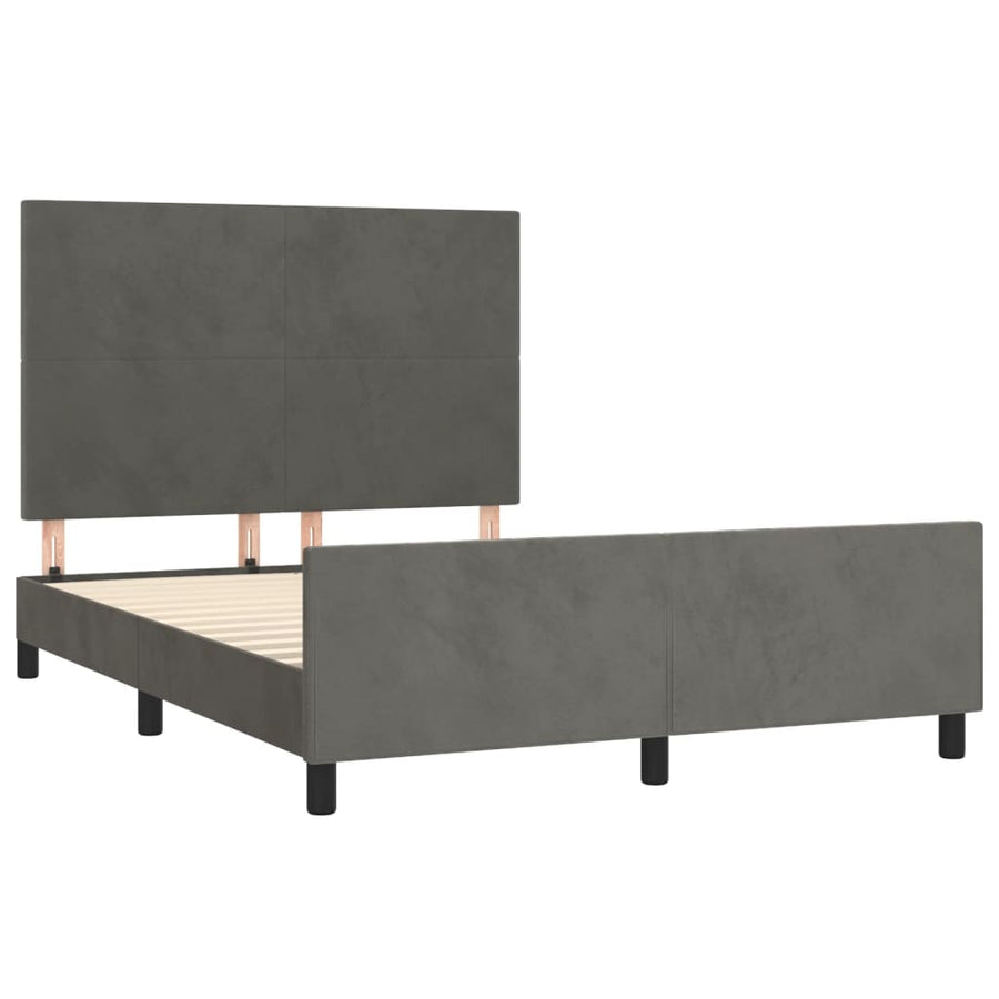 Bedframe Met Hoofdeinde Fluweel Donkergrijs 140 x 200 cm Effen ontwerp