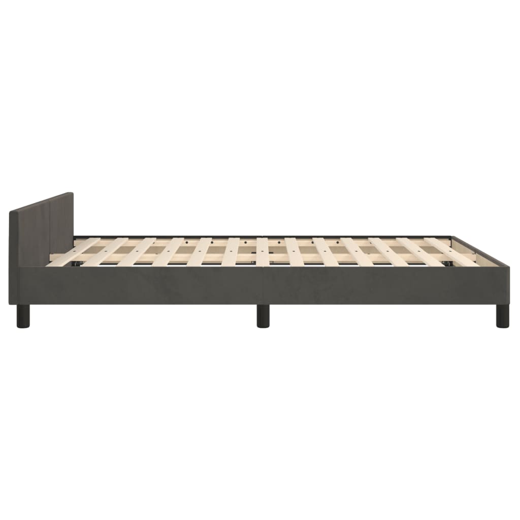 Bedframe Met Hoofdeinde Fluweel Donkergrijs 140 x 200 cm Effen ontwerp