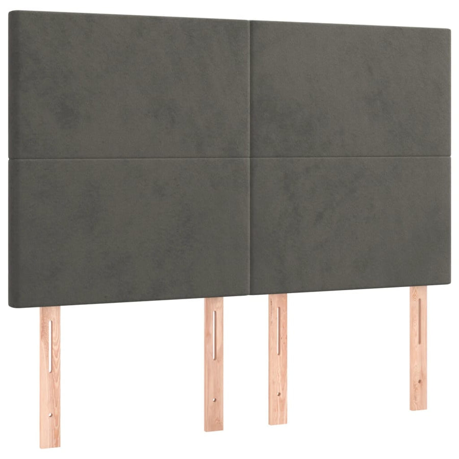 Bedframe Met Hoofdeinde Fluweel Donkergrijs 140 x 200 cm Effen ontwerp