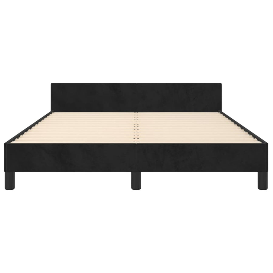 Bedframe Met Hoofdeinde Fluweel Zwart 140 x 200 cm Effen ontwerp