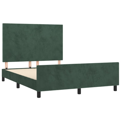 Bedframe Met Hoofdeinde Fluweel Donkergroen 140 x 200 cm Effen ontwerp
