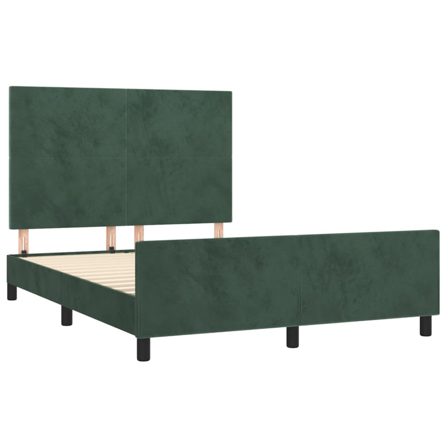 Bedframe Met Hoofdeinde Fluweel Donkergroen 140 x 200 cm Effen ontwerp