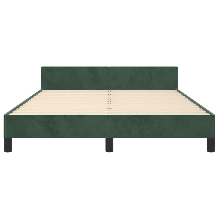 Bedframe Met Hoofdeinde Fluweel Donkergroen 140 x 200 cm Effen ontwerp