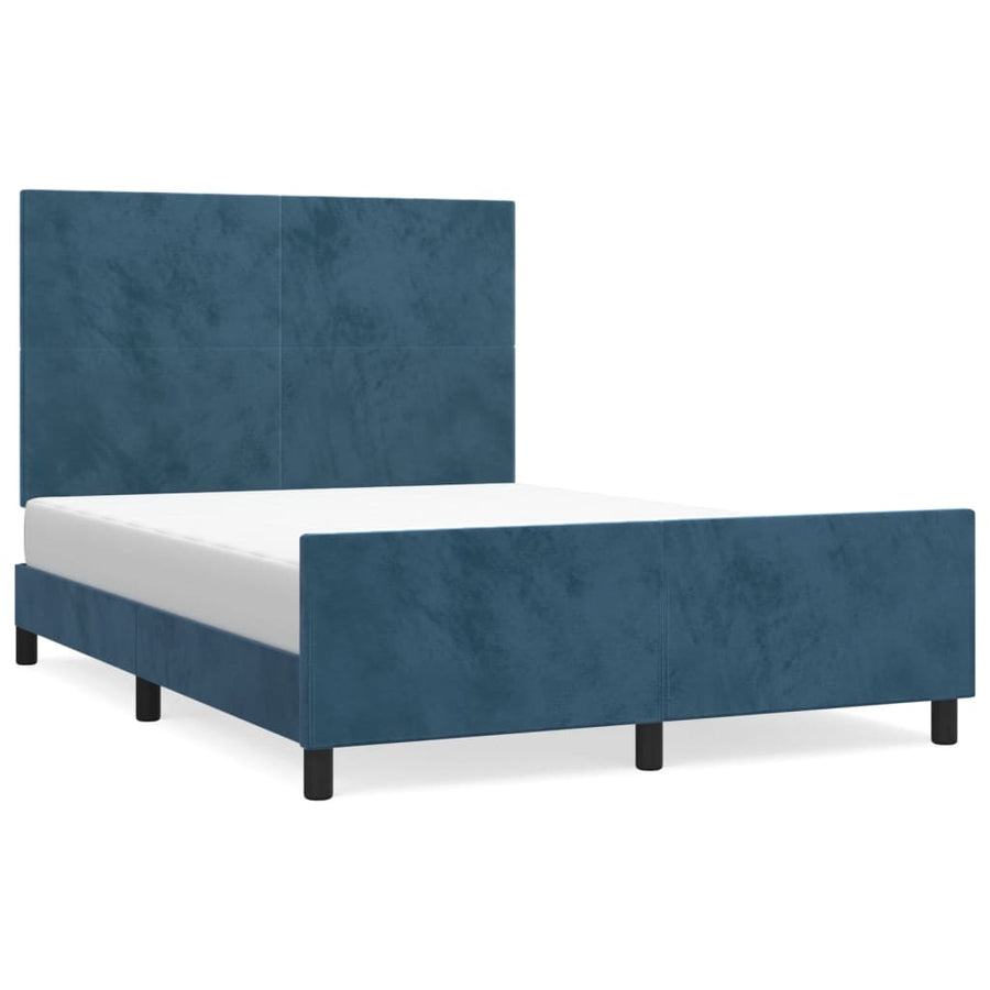 Bedframe Met Hoofdeinde Fluweel Donkerblauw 140 x 200 cm Effen ontwerp