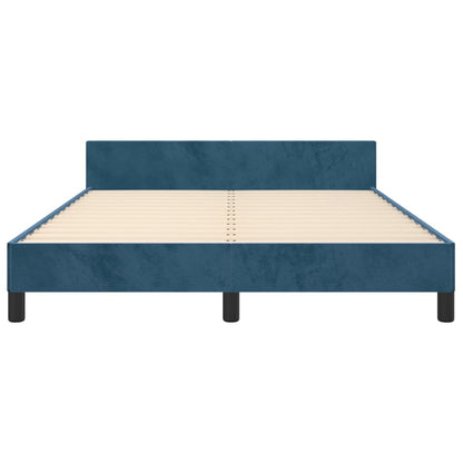 Bedframe Met Hoofdeinde Fluweel Donkerblauw 140 x 200 cm Effen ontwerp