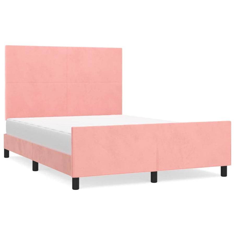 Bedframe Met Hoofdeinde Fluweel Roze 140 x 200 cm Effen ontwerp