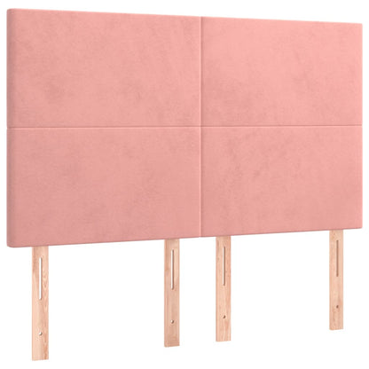Bedframe Met Hoofdeinde Fluweel Roze 140 x 200 cm Effen ontwerp