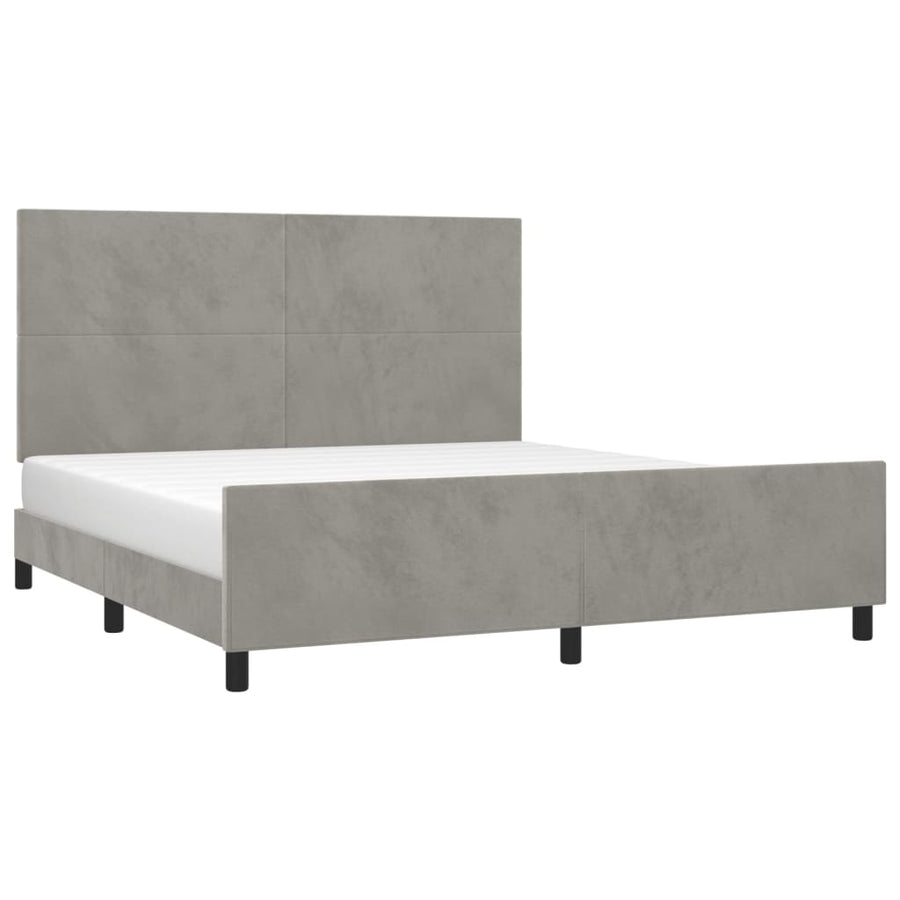 Bedframe Met Hoofdeinde Fluweel Lichtgrijs 160 x 200 cm Effen ontwerp