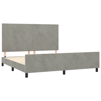 Bedframe Met Hoofdeinde Fluweel Lichtgrijs 160 x 200 cm Effen ontwerp