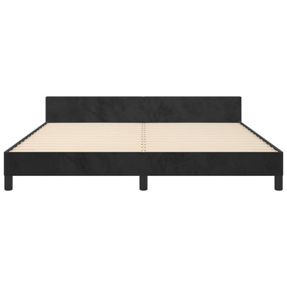 Bedframe Met Hoofdeinde Fluweel Zwart 160 x 200 cm Effen ontwerp