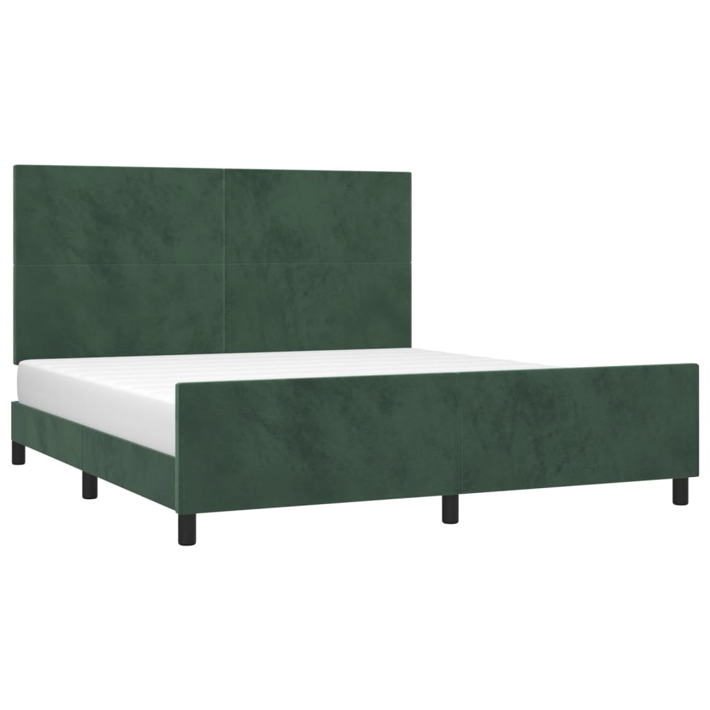 Bedframe Met Hoofdeinde Fluweel Donkergroen 160 x 200 cm Effen ontwerp
