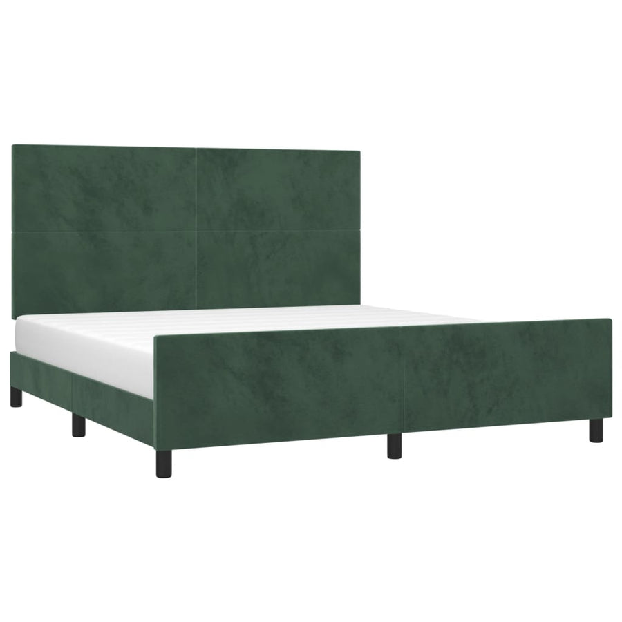Bedframe Met Hoofdeinde Fluweel Donkergroen 160 x 200 cm Effen ontwerp