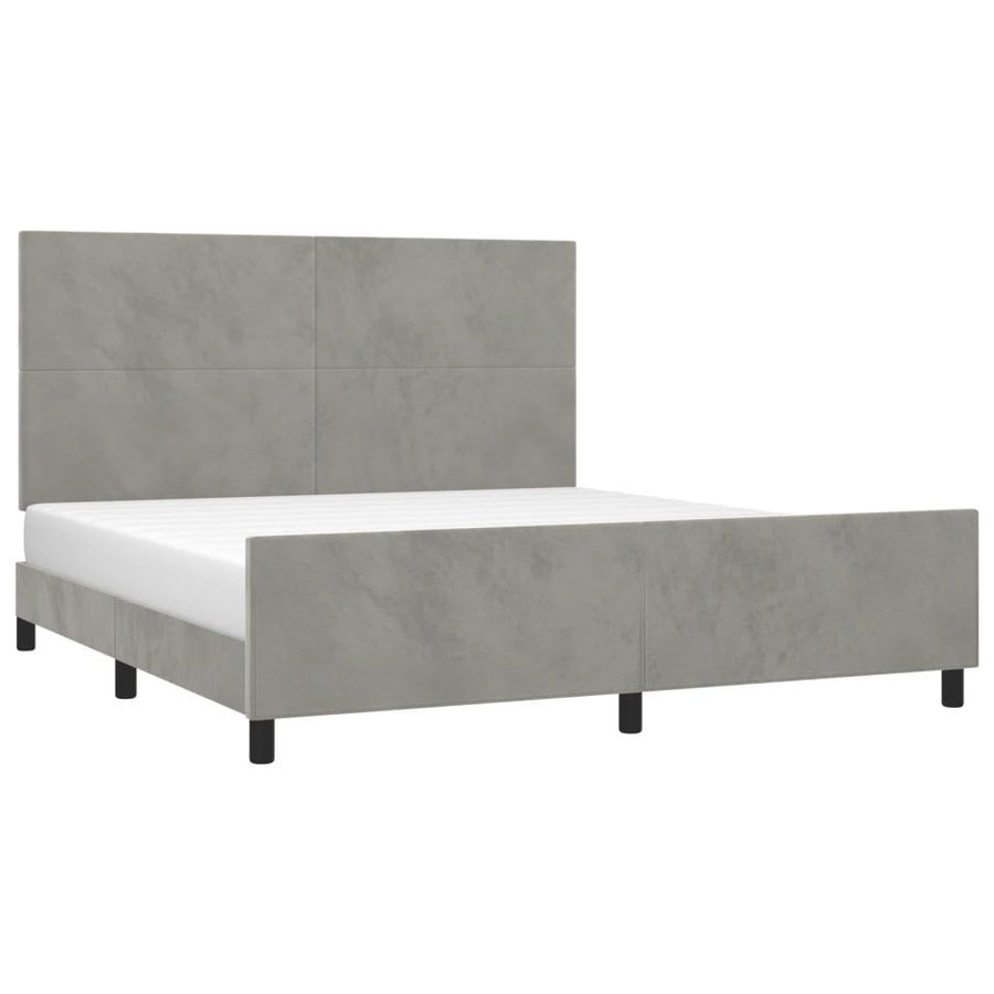 Bedframe Met Hoofdeinde Fluweel Lichtgrijs 180 x 200 cm Effen ontwerp