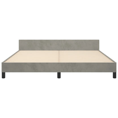 Bedframe Met Hoofdeinde Fluweel Lichtgrijs 180 x 200 cm Effen ontwerp