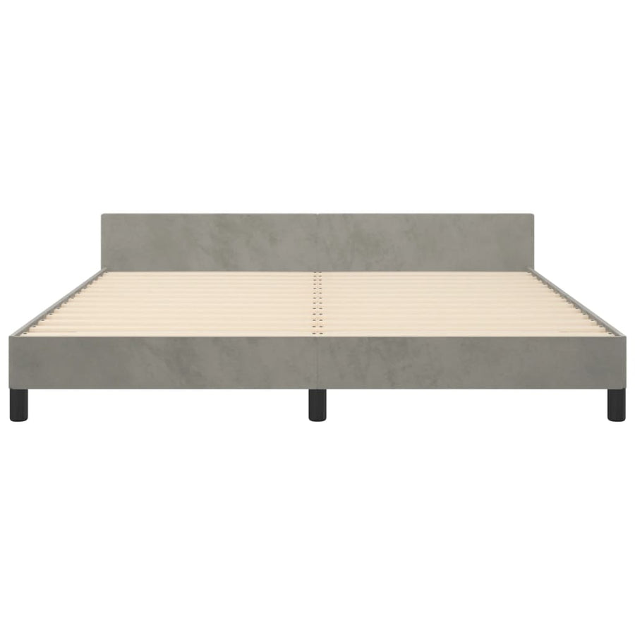 Bedframe Met Hoofdeinde Fluweel Lichtgrijs 180 x 200 cm Effen ontwerp