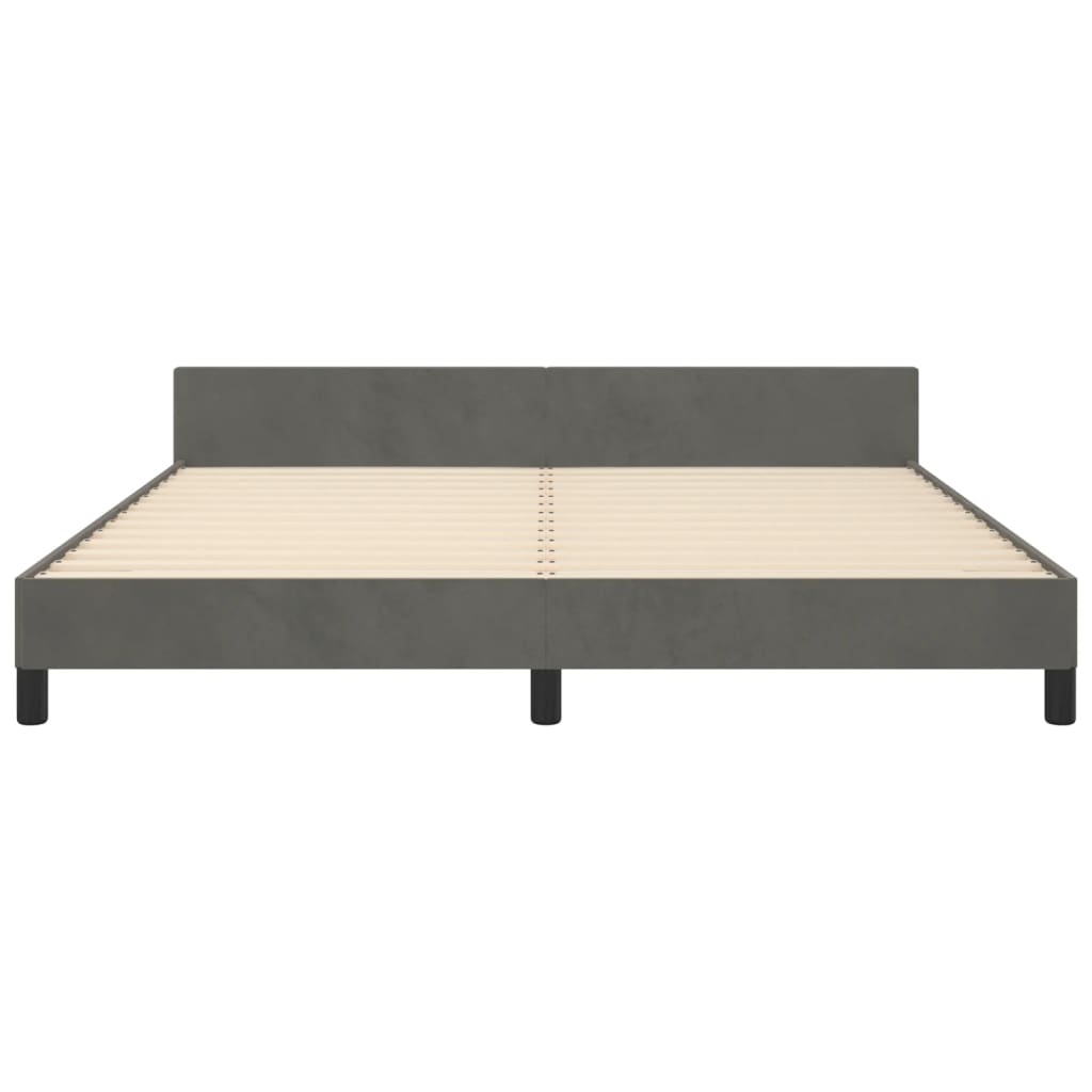 Bedframe Met Hoofdeinde Fluweel Donkergrijs 180 x 200 cm Effen ontwerp