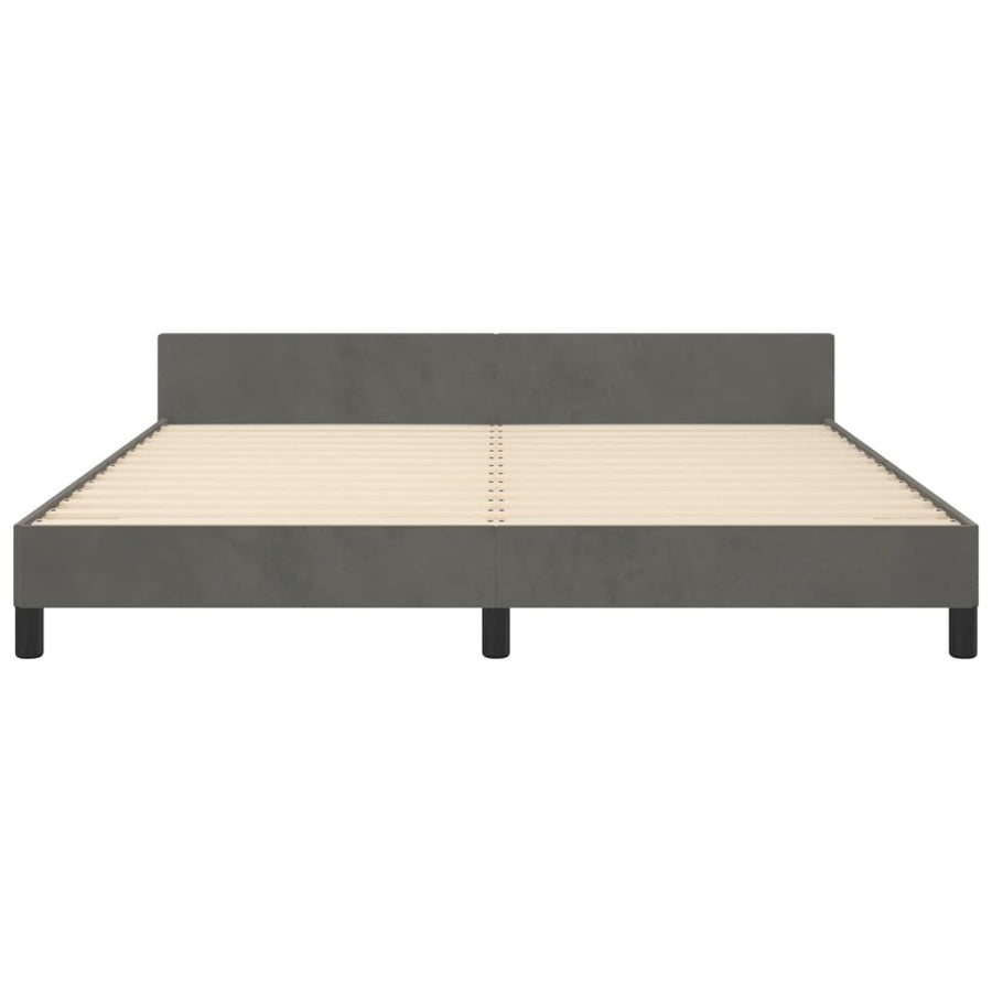 Bedframe Met Hoofdeinde Fluweel Donkergrijs 180 x 200 cm Effen ontwerp