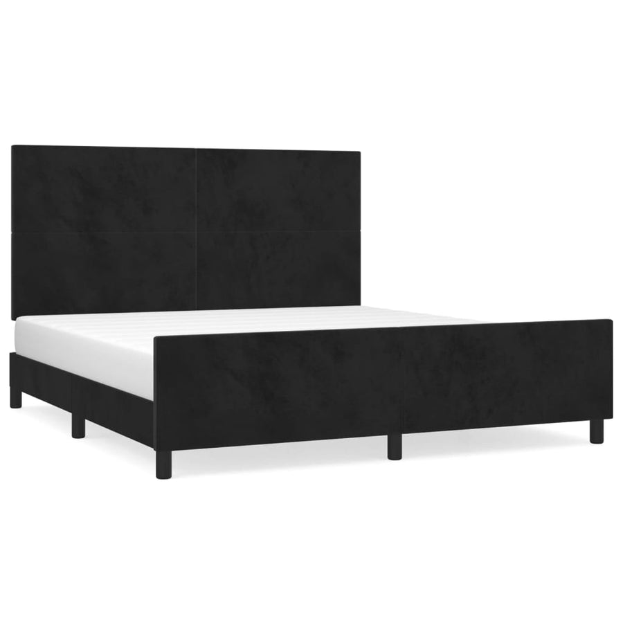 Bedframe Met Hoofdeinde Fluweel Zwart 180 x 200 cm Effen ontwerp