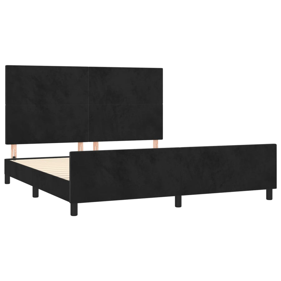 Bedframe Met Hoofdeinde Fluweel Zwart 180 x 200 cm Effen ontwerp