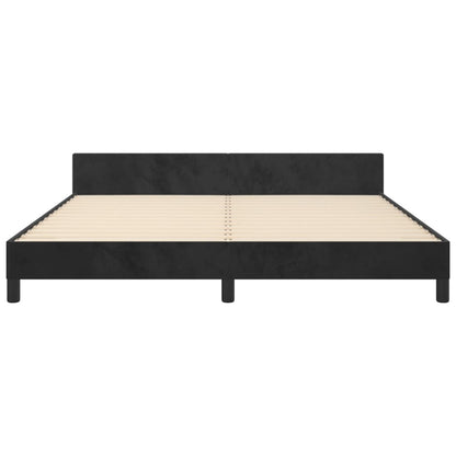 Bedframe Met Hoofdeinde Fluweel Zwart 180 x 200 cm Effen ontwerp