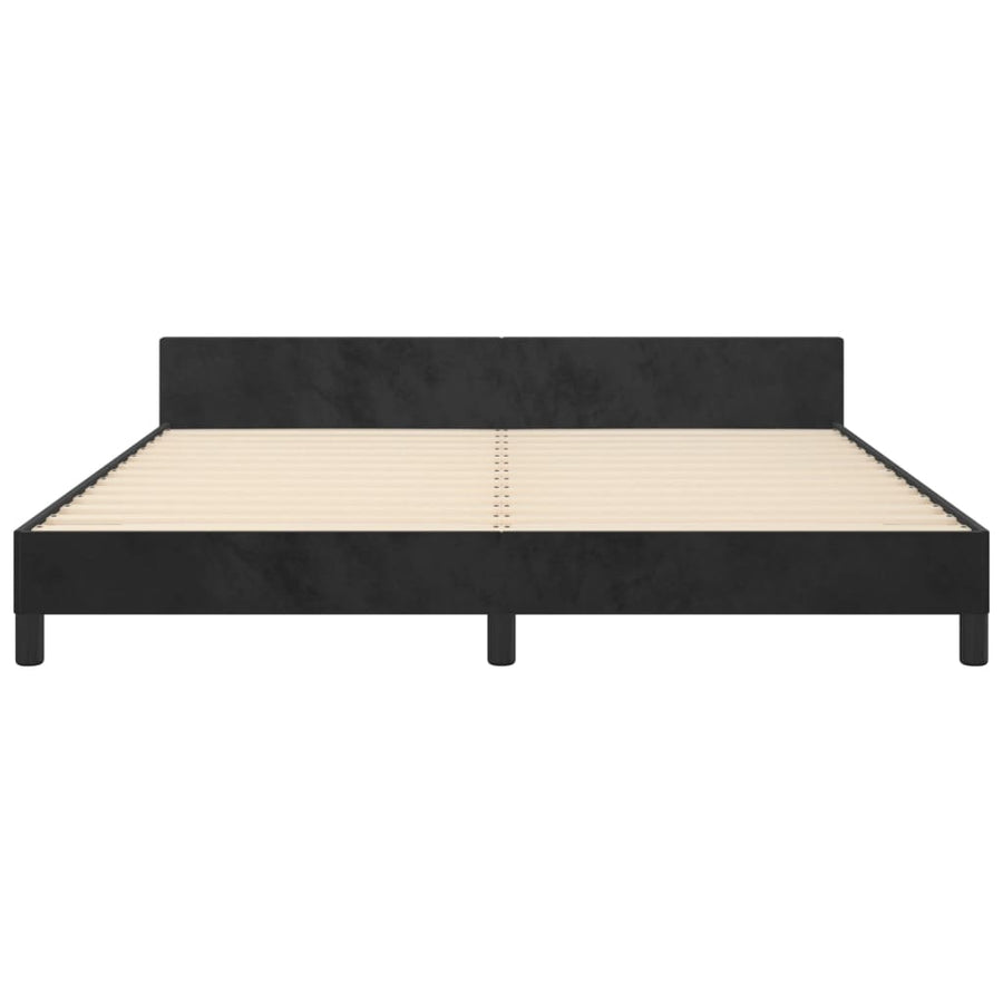 Bedframe Met Hoofdeinde Fluweel Zwart 180 x 200 cm Effen ontwerp