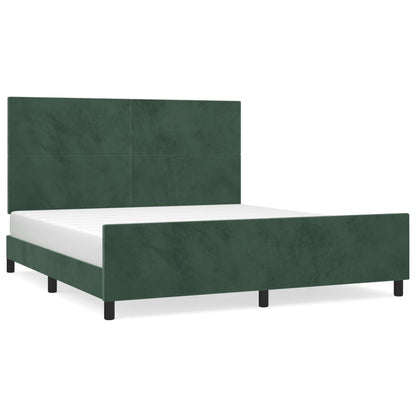 Bedframe Met Hoofdeinde Fluweel Donkergroen 180X200 Cm 180 x 200 cm Effen ontwerp
