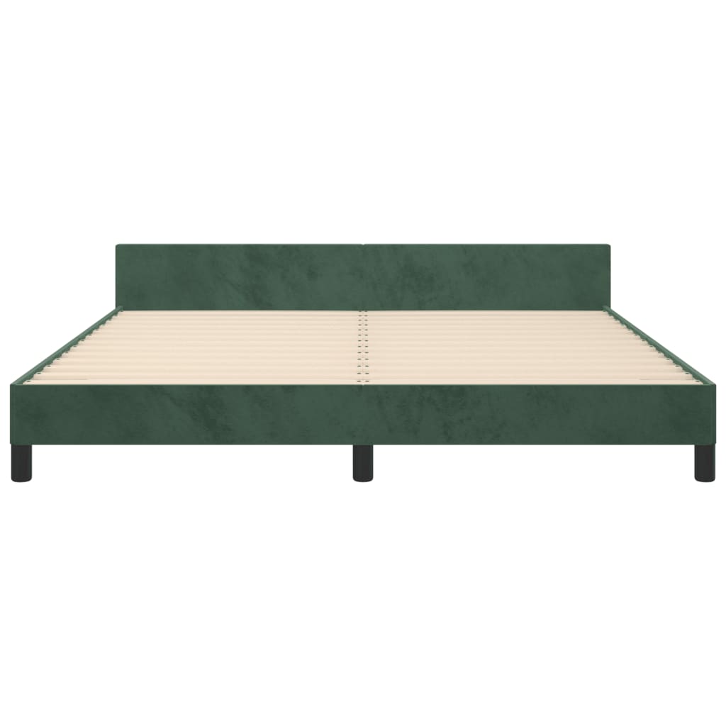 Bedframe Met Hoofdeinde Fluweel Donkergroen 180X200 Cm 180 x 200 cm Effen ontwerp