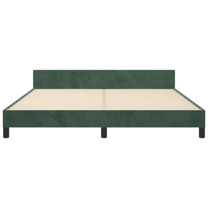 Bedframe Met Hoofdeinde Fluweel Donkergroen 180X200 Cm 180 x 200 cm Effen ontwerp