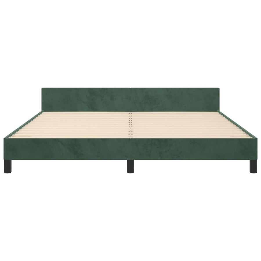 Bedframe Met Hoofdeinde Fluweel Donkergroen 180X200 Cm 180 x 200 cm Effen ontwerp