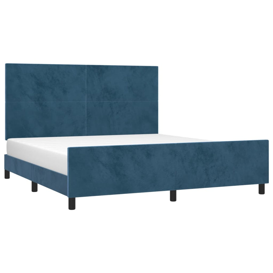 Bedframe Met Hoofdeinde Fluweel Donkerblauw 180X200 Cm Donkerblauw 180 x 200 cm Effen ontwerp