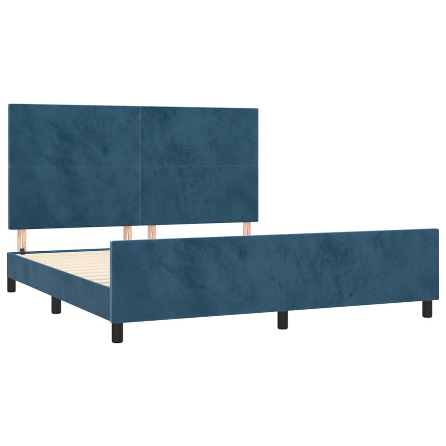 Bedframe Met Hoofdeinde Fluweel Donkerblauw 180X200 Cm Donkerblauw 180 x 200 cm Effen ontwerp
