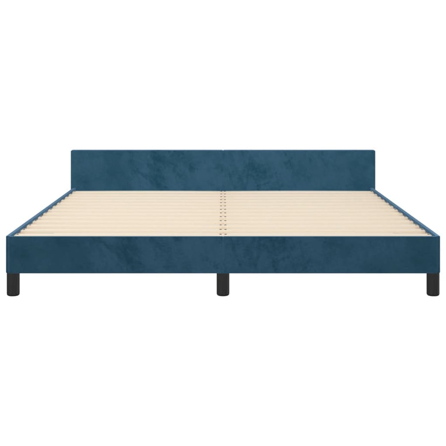 Bedframe Met Hoofdeinde Fluweel Donkerblauw 180X200 Cm Donkerblauw 180 x 200 cm Effen ontwerp