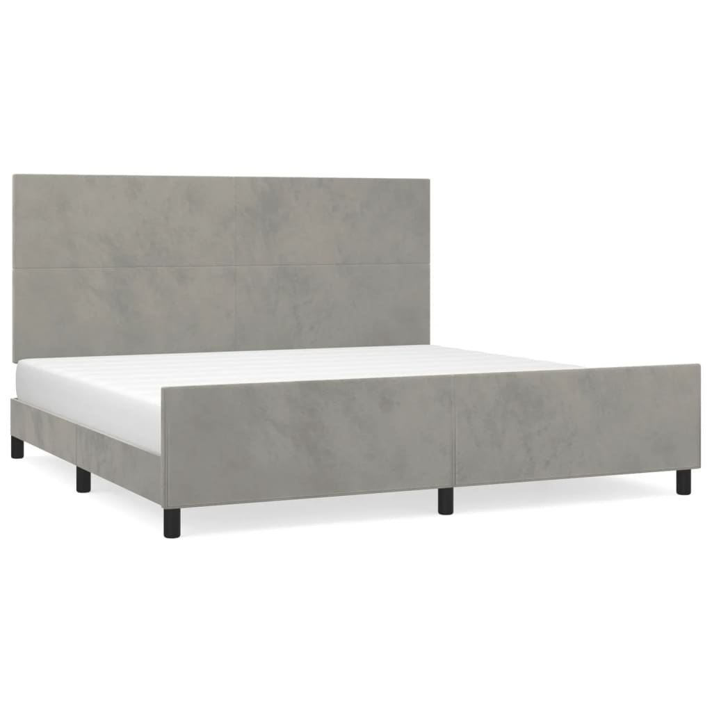 Bedframe Met Hoofdeinde Fluweel Lichtgrijs 200 x 200 cm Effen ontwerp