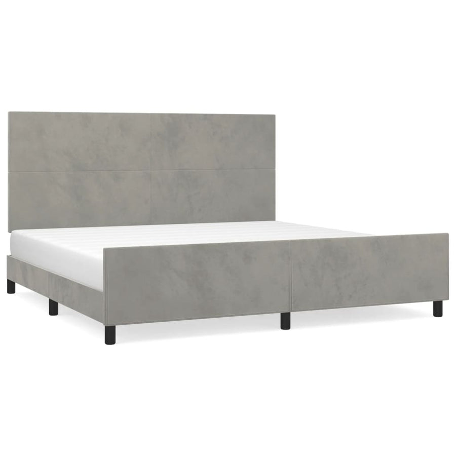Bedframe Met Hoofdeinde Fluweel Lichtgrijs 200 x 200 cm Effen ontwerp