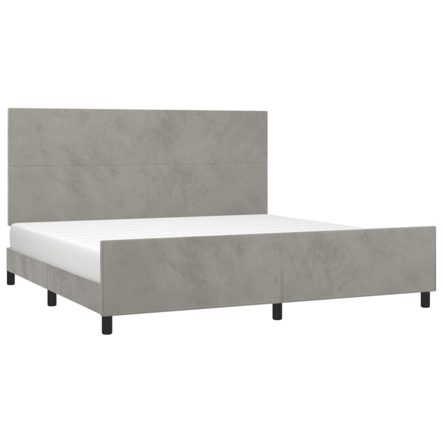 Bedframe Met Hoofdeinde Fluweel Lichtgrijs 200 x 200 cm Effen ontwerp