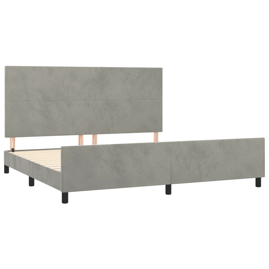 Bedframe Met Hoofdeinde Fluweel Lichtgrijs 200 x 200 cm Effen ontwerp