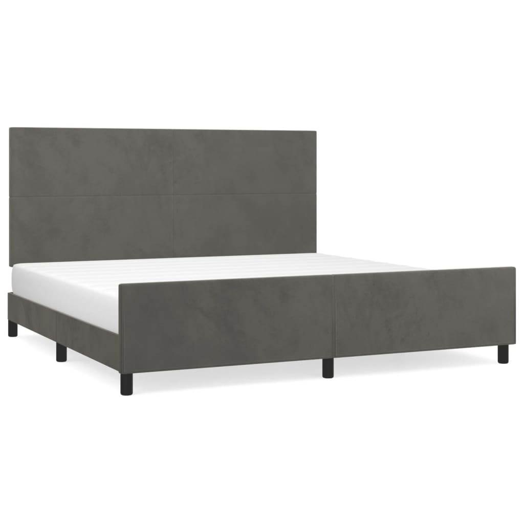 Bedframe Met Hoofdeinde Fluweel Donkergrijs 200 x 200 cm Effen ontwerp