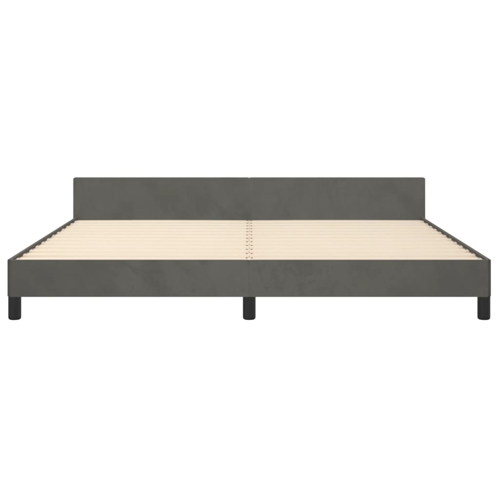 Bedframe Met Hoofdeinde Fluweel Donkergrijs 200 x 200 cm Effen ontwerp