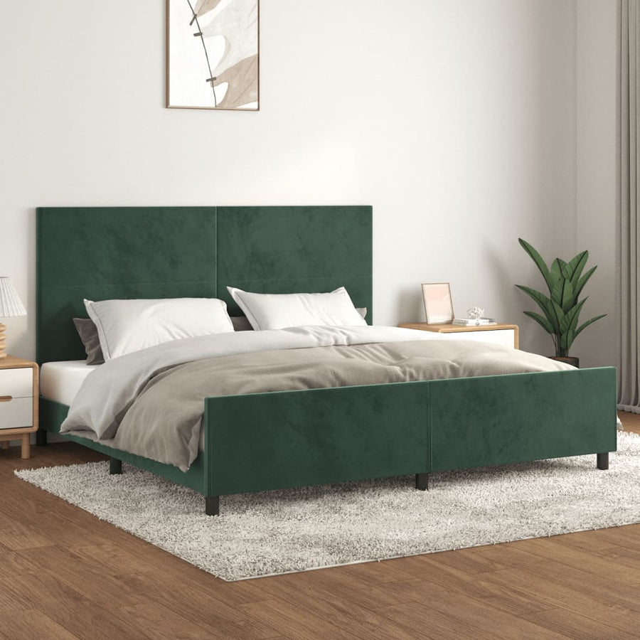 Bedframe Met Hoofdeinde Fluweel Donkergroen 200 x 200 cm Effen ontwerp