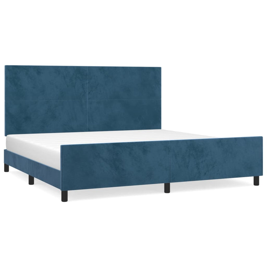 Bedframe Met Hoofdeinde Fluweel Donkerblauw 200 x 200 cm Effen ontwerp