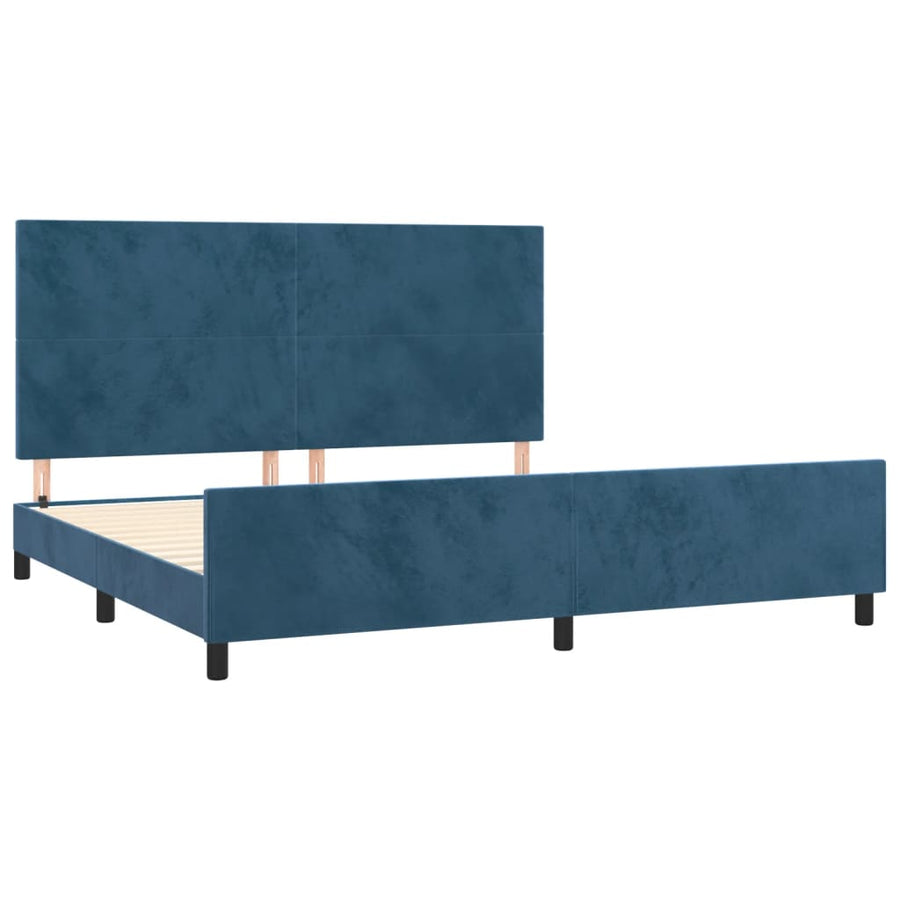 Bedframe Met Hoofdeinde Fluweel Donkerblauw 200 x 200 cm Effen ontwerp