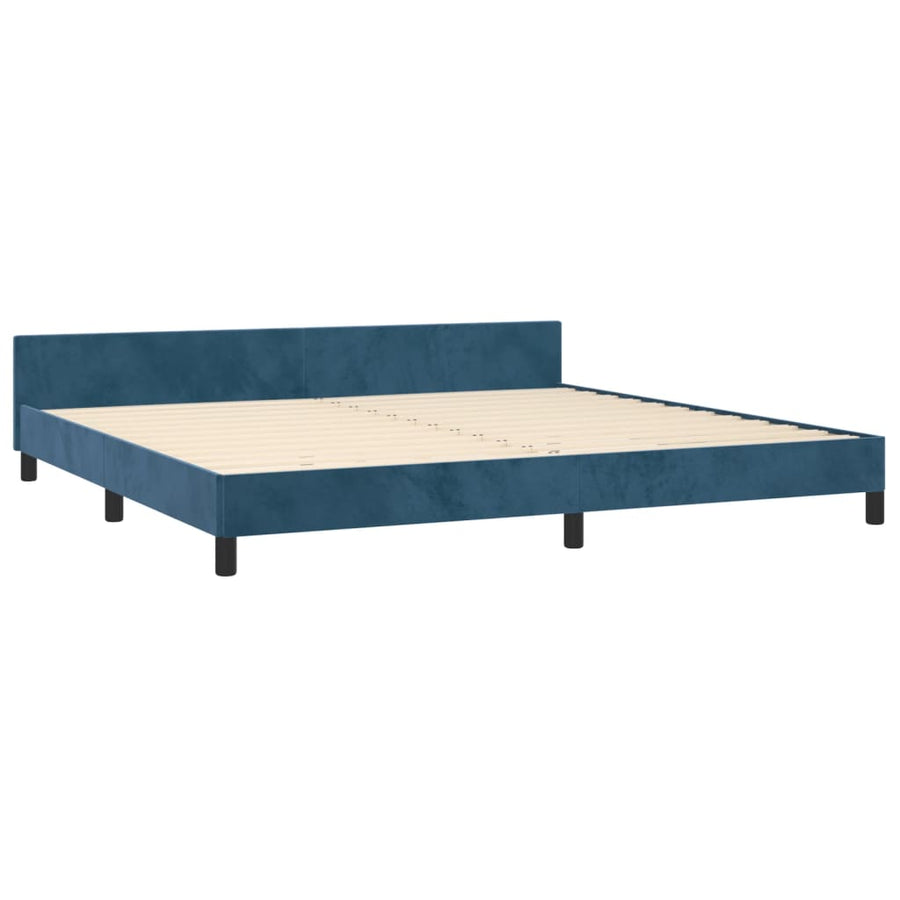 Bedframe Met Hoofdeinde Fluweel Donkerblauw 200 x 200 cm Effen ontwerp
