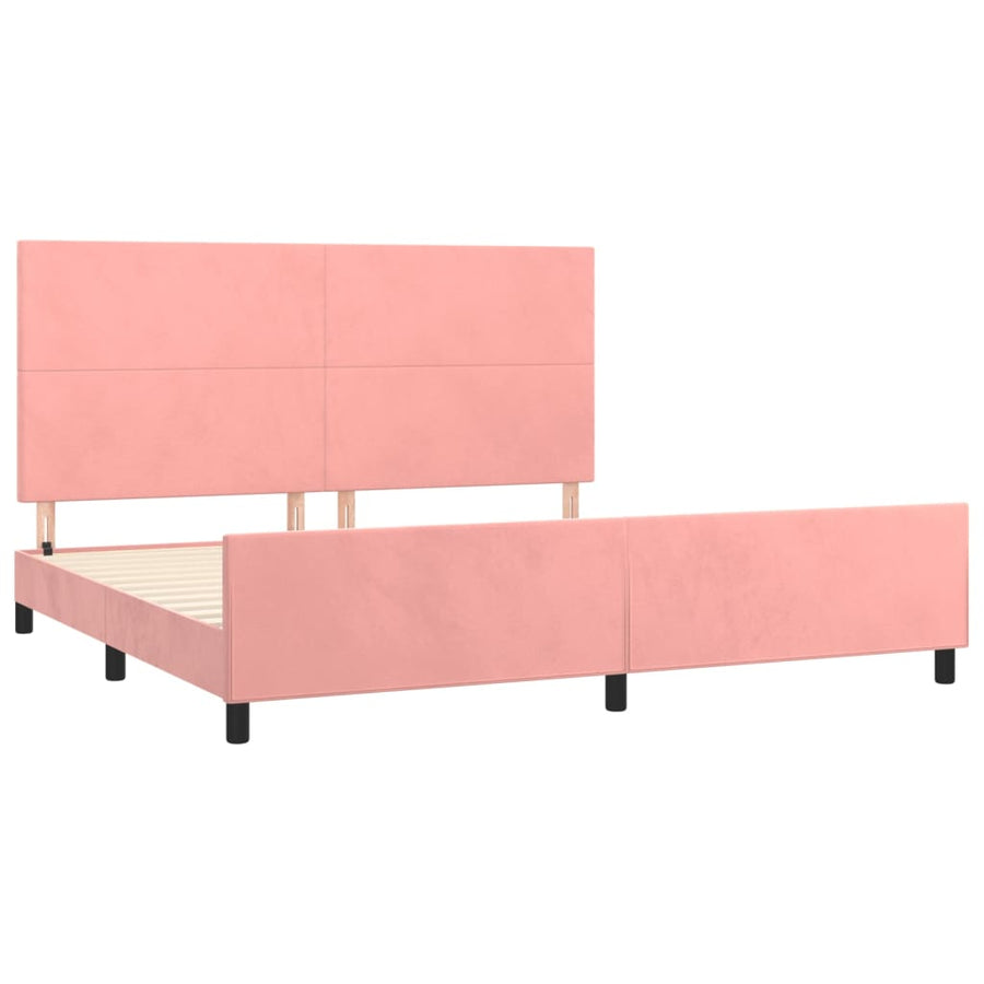Bedframe Met Hoofdeinde Fluweel Roze 200 x 200 cm Effen ontwerp