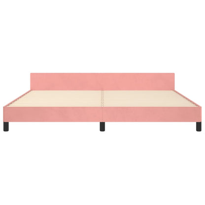 Bedframe Met Hoofdeinde Fluweel Roze 200 x 200 cm Effen ontwerp