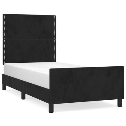 Bedframe Met Hoofdeinde Fluweel Zwart 80 x 200 cm Effen met spijkers