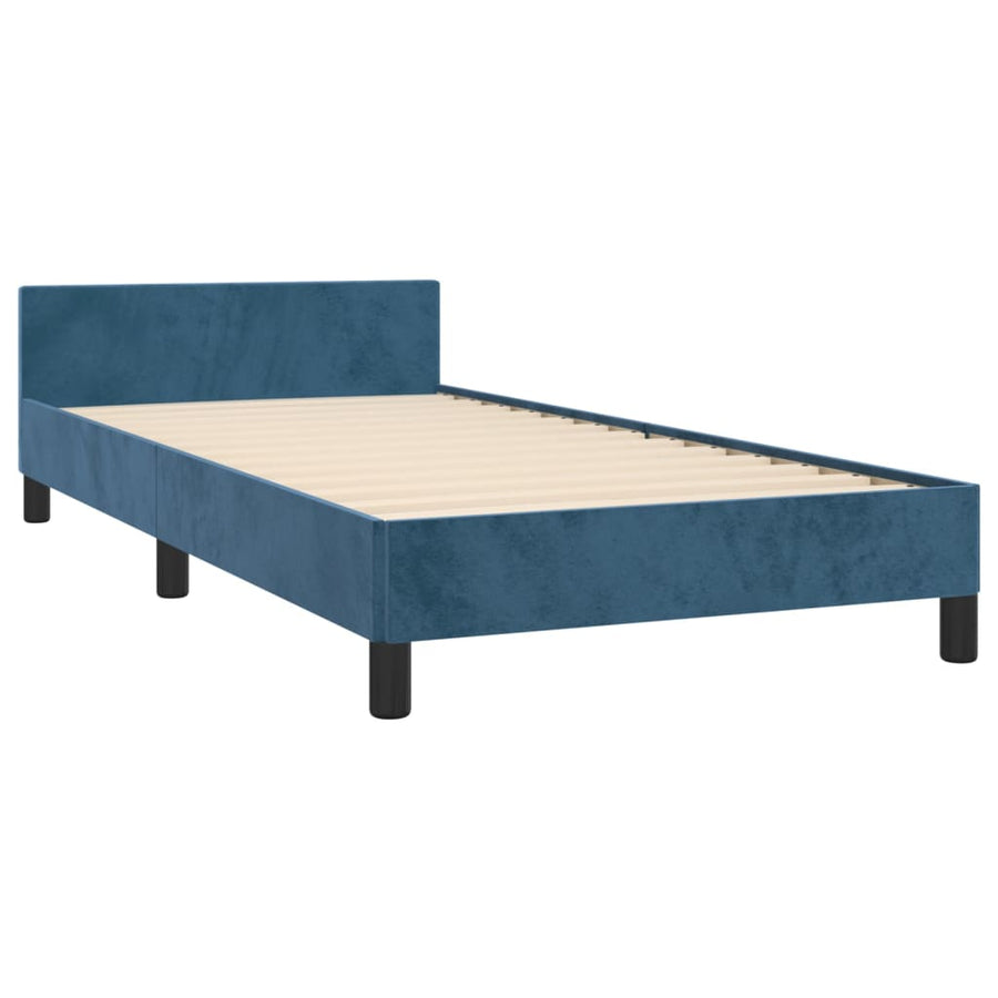 Bedframe Met Hoofdeinde Fluweel Donkerblauw 80 x 200 cm Effen met spijkers