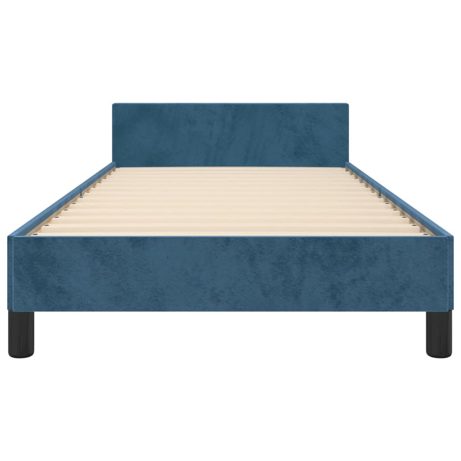 Bedframe Met Hoofdeinde Fluweel Donkerblauw 80 x 200 cm Effen met spijkers